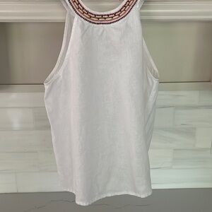 CYNTHIA Rowley Linen Halter Beaded Tank Size Medium